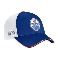Edmonton Oilers Fanatics Authentic Pro Draft Structured Trucker Hat -Top Hockey fanatics hats edmonton oilers fanatics authentic pro draft structured trucker hat osfa 29395761266754