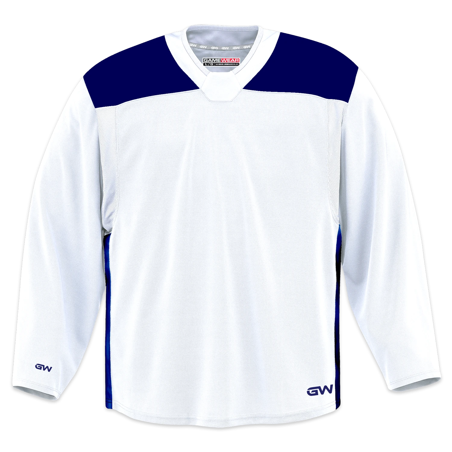 GameWear GW6500 ProLite Series Junior Hockey Practice Jersey - White / Royal 1 GameWear GW6500 ProLite Series Junior Hockey Practice Jersey - White / Royal